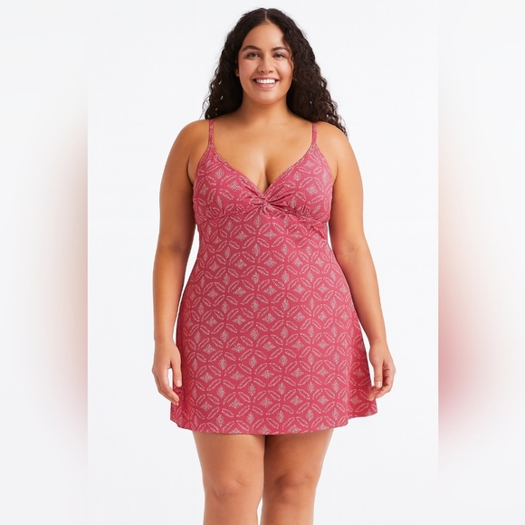 Lands END Women's Swim Dress One Piece Underwire Bra Pink Size 10 Thin Straps - Picture 1 of 8